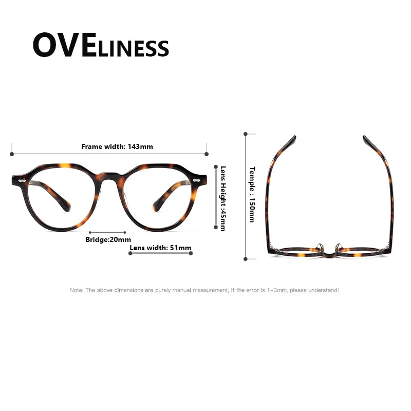 Oveliness Unisex Full Rim Oval Round Acetate Eyeglasses 88098 Full Rim Oveliness