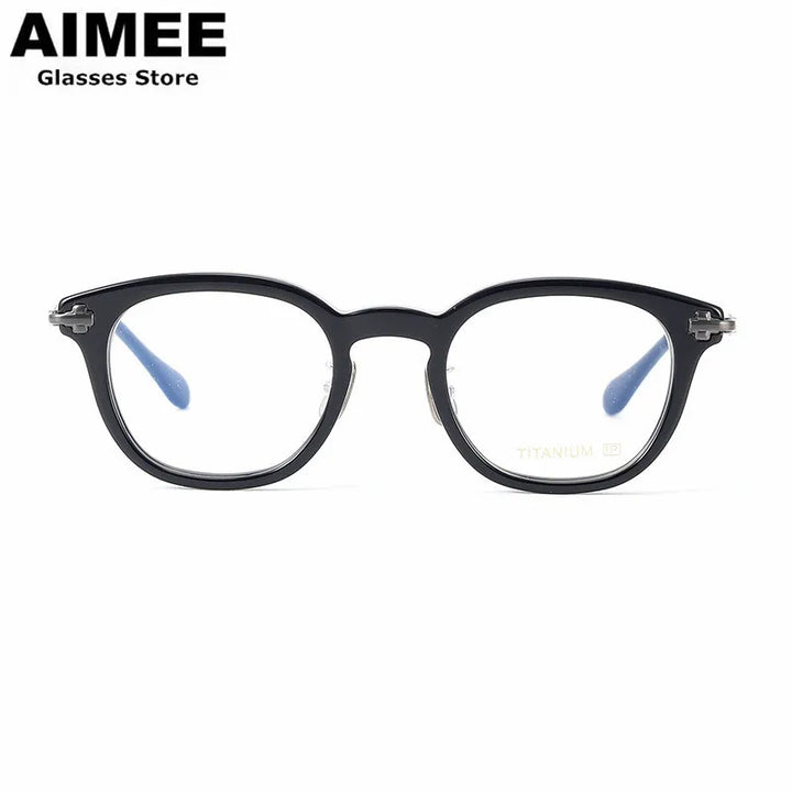 Aimee Unisex Full Rim Square Titanium Thick Acetate Eyeglasses 4722 Full Rim Aimee   