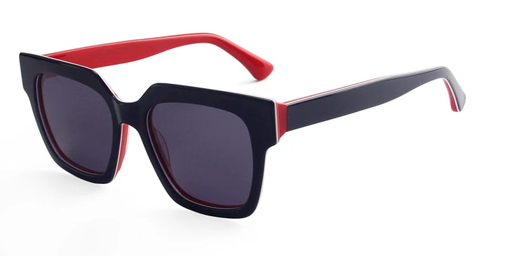 Esnbie Unisex Full Rim Polygon Brow Line Acetate Sunglasses 240761