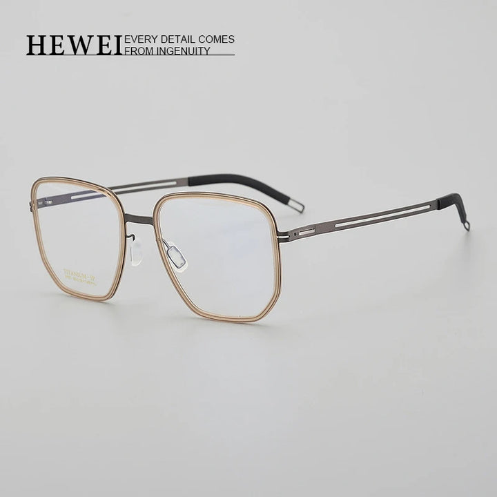 Hewei Unisex Full Rim Square Titanium Acetate Eyeglasses 8101 Full Rim Hewei   