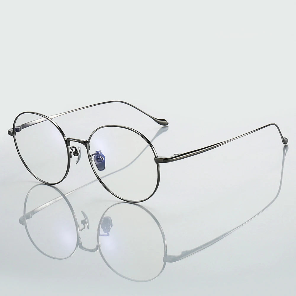 Muzz Unisex Full Rim Round Titanium Eyeglasses 10184 Full Rim Muzz GRAY  