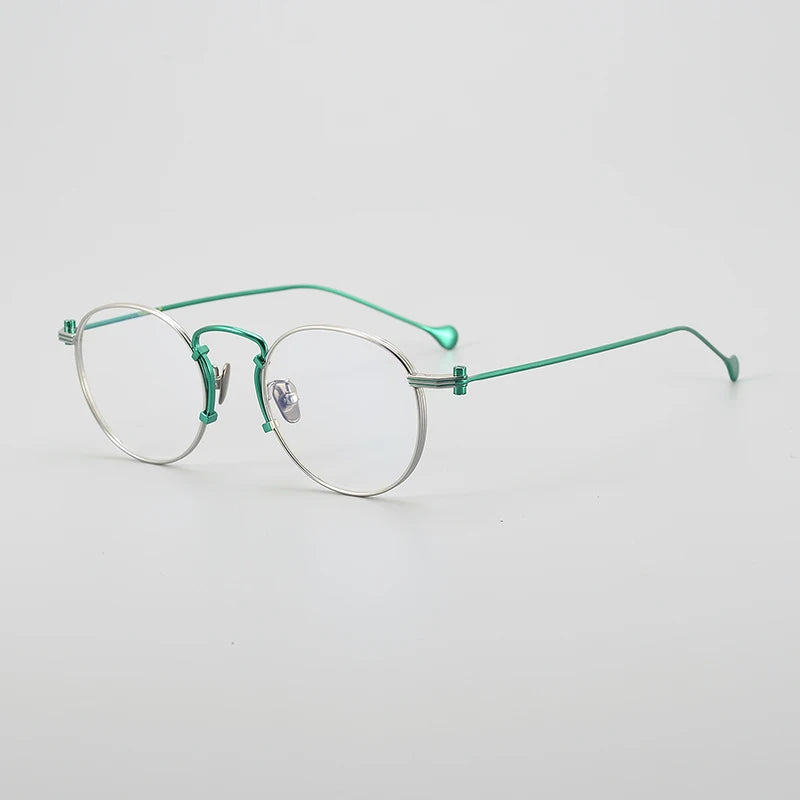 Muzz Unisex Full Rim Round Titanium Eyeglasses 19068 Full Rim Muzz Green  
