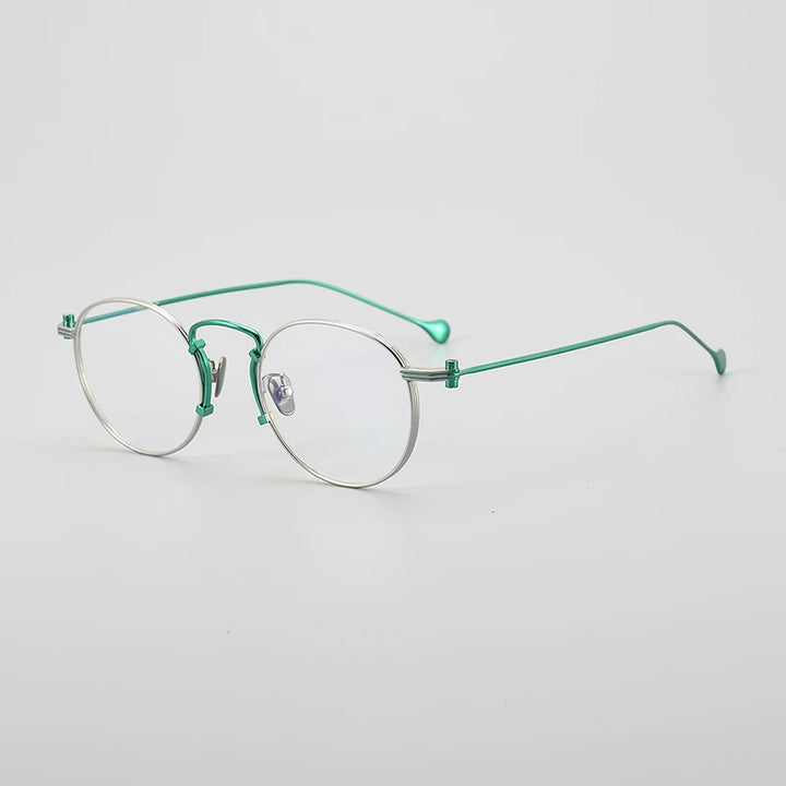 Muzz Unisex Full Rim Round Titanium Eyeglasses 19068 Full Rim Muzz Green  