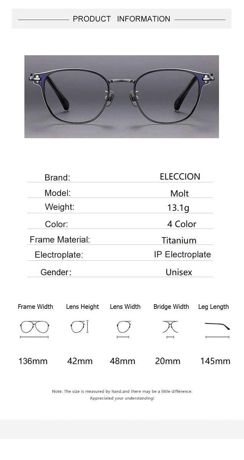 Eleccion Women's Full Rim Square Titanium Acetate Eyeglasses 13620 Full Rim Eleccion