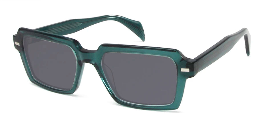 Esnbie Unisex Full Rim Polygon Rectangular Acetate Sunglasses 242031