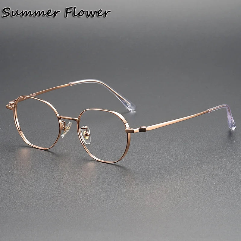 Summer Flower Women's Full Rim Flat Top Round Steel Eyeglasses 124208