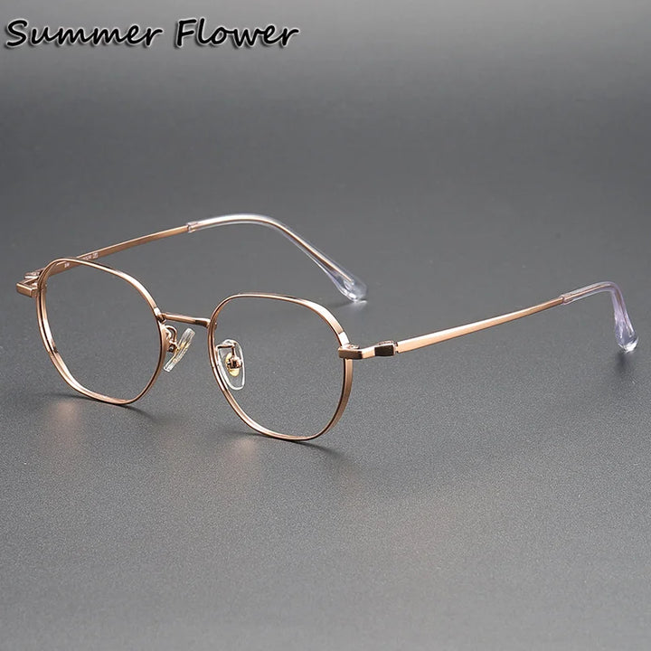 Summer Flower Women's Full Rim Flat Top Round Steel Eyeglasses 124208