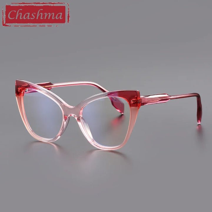 Chashma Ottica Women's Full Rim Square Cat Eye Acetate Eyeglasses 19251 Full Rim Chashma Ottica Pink  