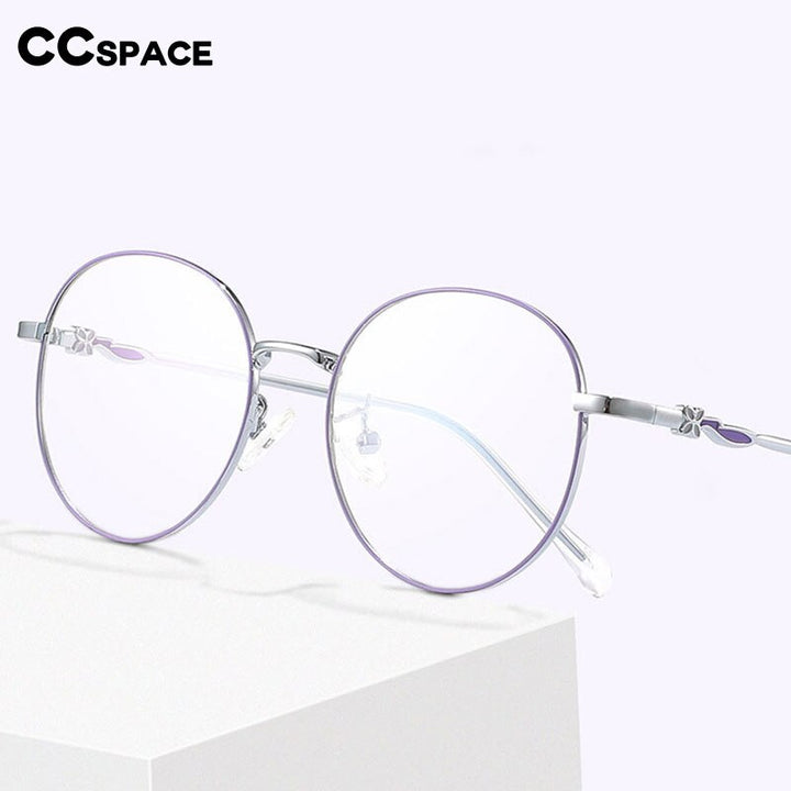 CCSpace Women's Full Rim Round Titanium Eyeglasses 56066 Full Rim CCspace   