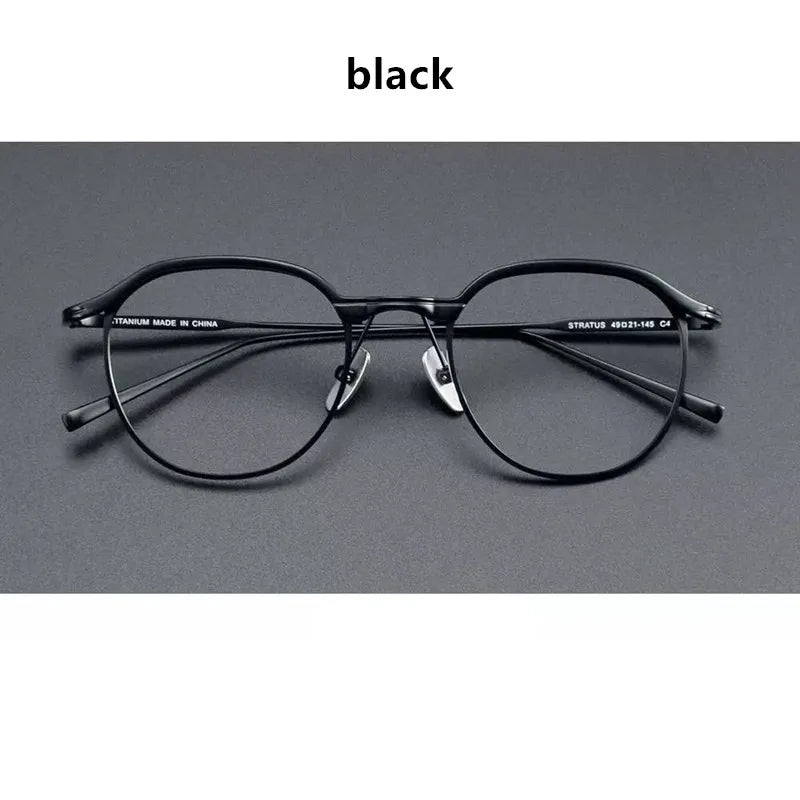 Aimee Unisex Full Rim Round Pure Titanium Eyeglasses STRATUS — view 3 | Aimee at FuzWeb