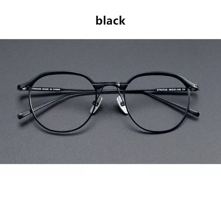 Aimee Unisex Full Rim Round Pure Titanium Eyeglasses STRATUS — view 3 | Aimee at FuzWeb