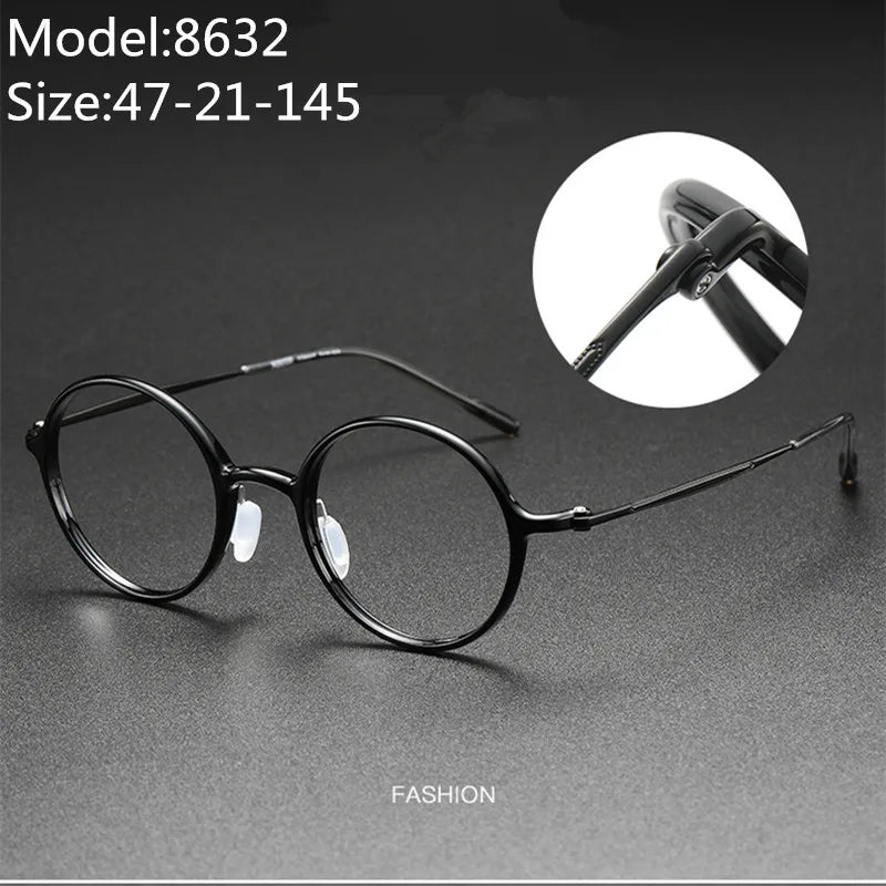 Aimee Unisex Full Rim Round Titanium Acetate Eyeglasses 8635