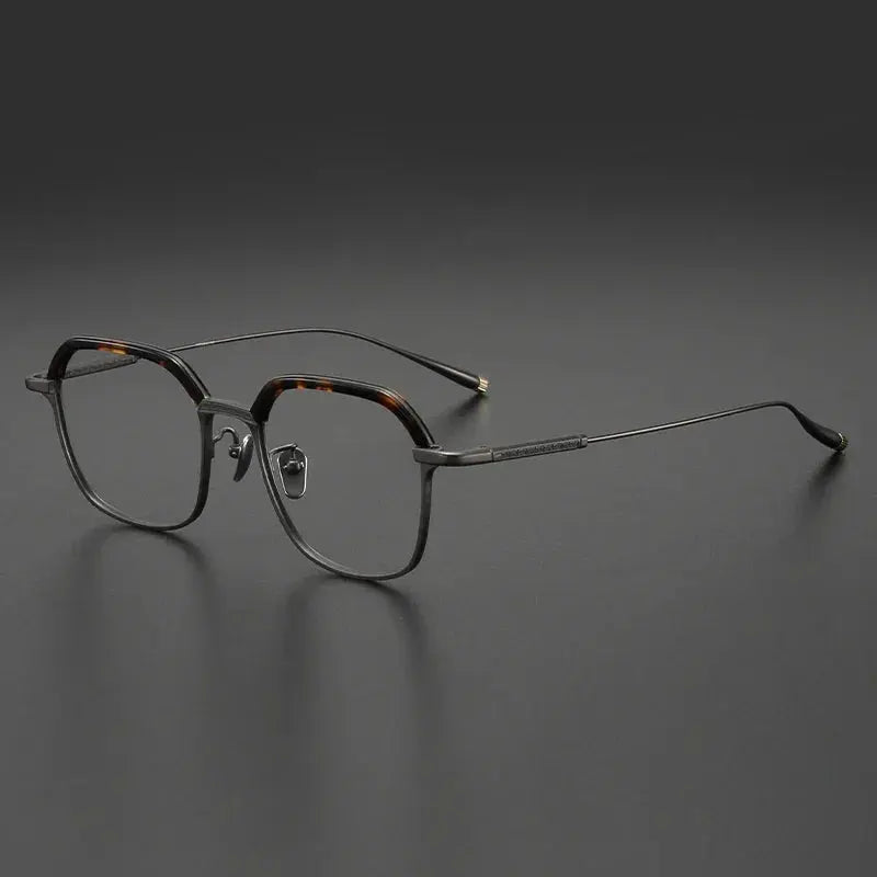 Aror Unisex Full Rim Polygon Square Acetate Titanium Eyeglasses 51143.
