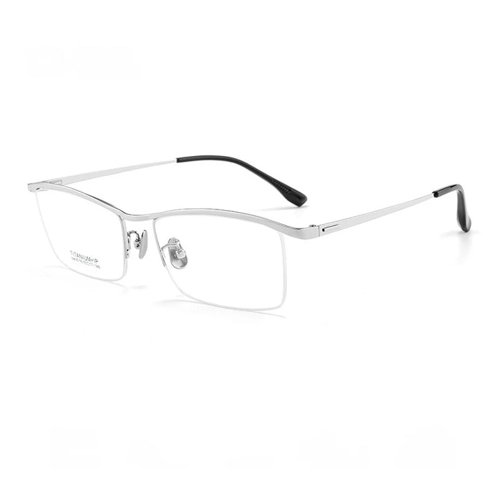 Yimaruili Men's Semi Rim Square Brow Line Titanium Eyeglasses 80161