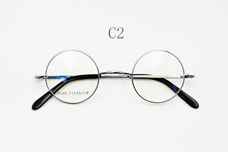 Yujo Unisex Full Rim 42 mm Round Titanium Eyeglasses Full Rim Yujo C2 China 