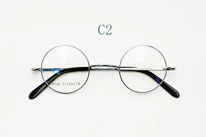 Yujo Unisex Full Rim Small Round Titanium 42mm Eyeglasses Full Rim Yujo C2 China 