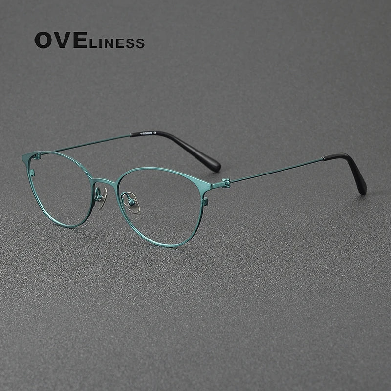 Oveliness Women's Full Rim Oval Cat Eye Titanium Eyeglasses 42200 Full Rim Oveliness green