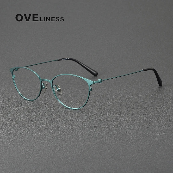 Oveliness Women's Full Rim Oval Cat Eye Titanium Eyeglasses 42200 Full Rim Oveliness green