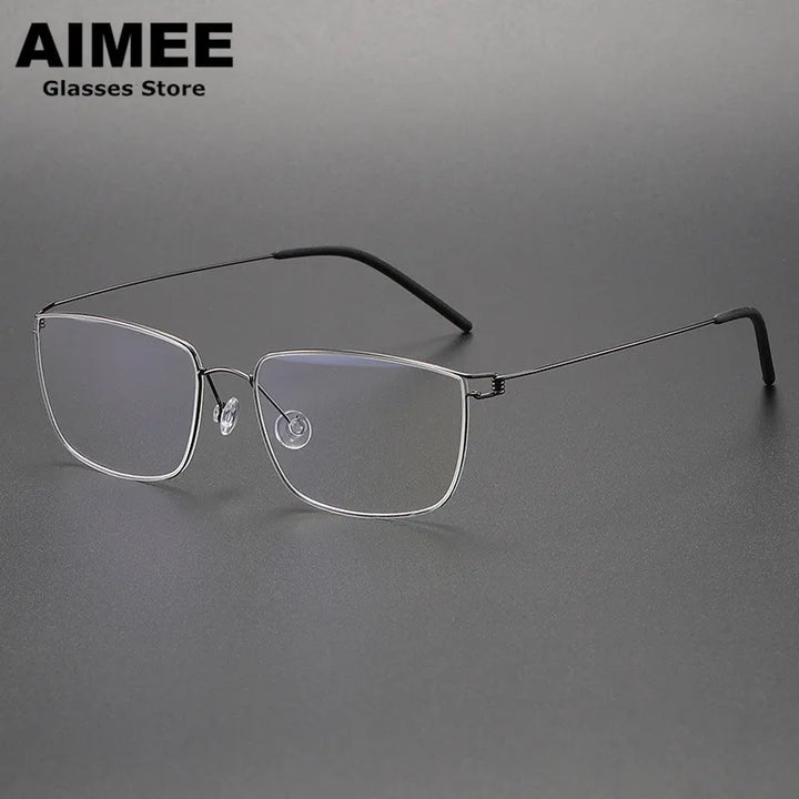 Aimee Unisex Full Rim Square Screwless Titanium Eyeglasses 1751 Full Rim Aimee Gun-Gery  