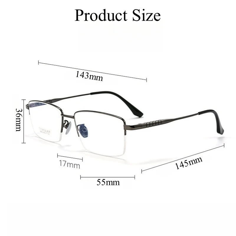 Yimaruili Unisex Semi Rim Titanium Alloy Eyeglasses 80813 Semi Rim Yimaruili Eyeglasses