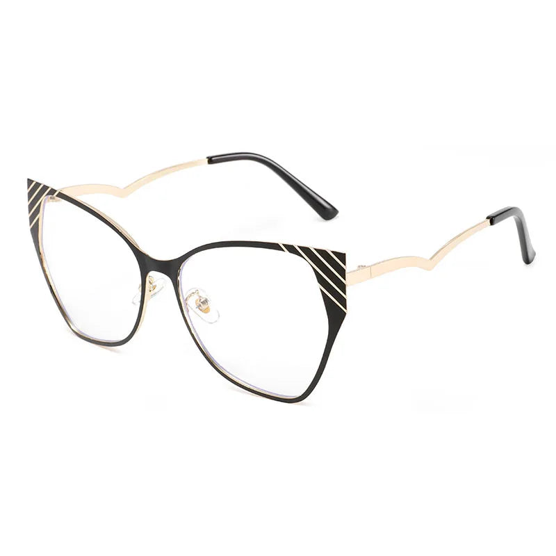 CCspace Women's Full Rim Square Butterfly Alloy Eyeglasses 300843 Full Rim CCSpace Black  