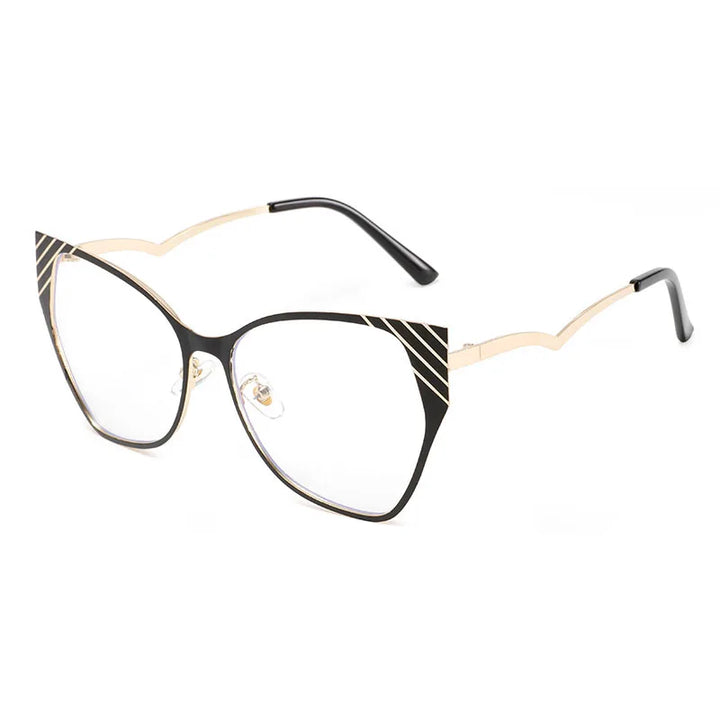 CCspace Women's Full Rim Square Butterfly Alloy Eyeglasses 300843 Full Rim CCSpace Black  