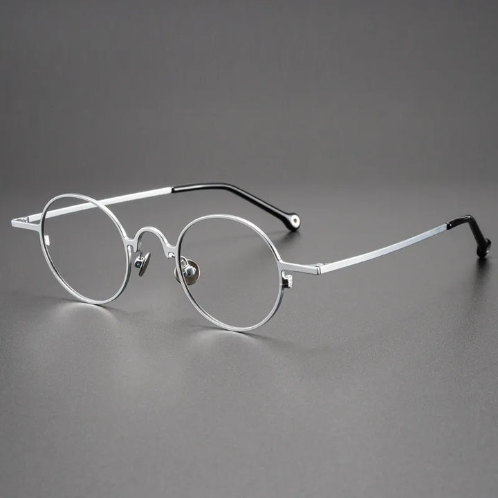 Kocolior Unisex Full Rim Small Round Titanium Hyperopic Reading Glasses K080 Reading Glasses Kocolior Silver 0 