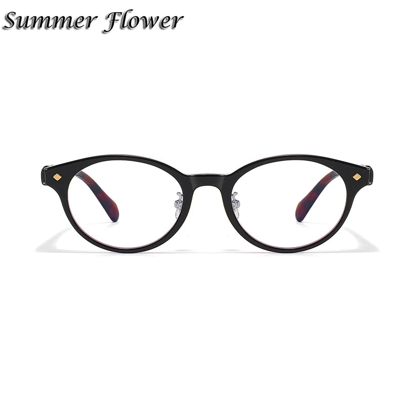 Summer Flower Women's Full Rim Round Acetate Eyeglasses 842351 Full Rim Summer Flower Leopard