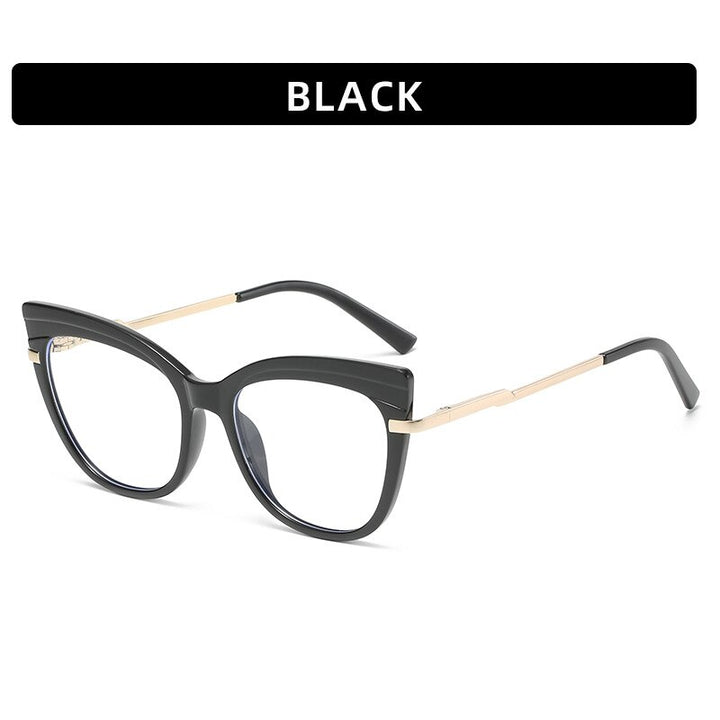 CCSpace Women's Full Rim Square Cat Eye Tr 90 Titanium Eyeglasses 56148 Full Rim CCspace Black  