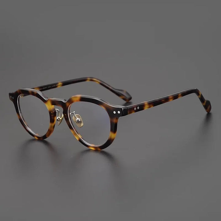 Hewei Unisex Full Rim Flat Top Oval Acetate Eyeglasses 14323 Full Rim Hewei   