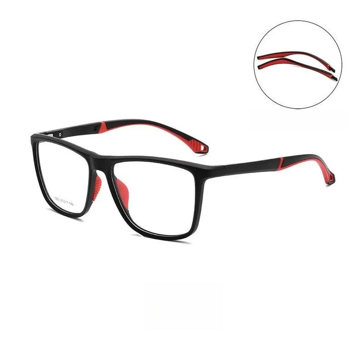 Yimaruili Men's Full Rim Square Tr 90 Sport Eyeglasses Y1230d Full Rim Yimaruili Eyeglasses Black Red  