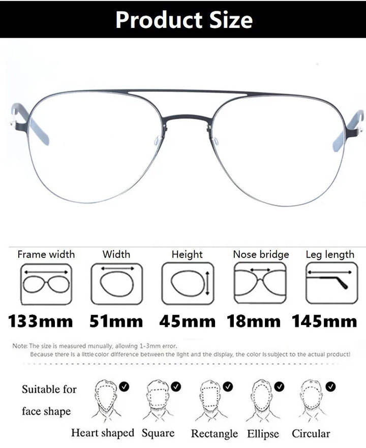 Aimee Women's Full Rim Square Double Bridge Titanium Eyeglasses 198005