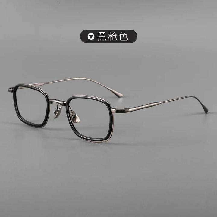 Zirosat Men's Full Rim Square Acetate Titanium Eyeglasses 190521