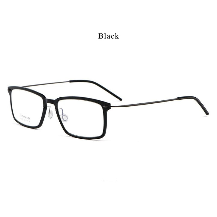 Hdcrafter Men's Full Rim Square Screwless Titanium Eyeglasses 6528hs Full Rim Hdcrafter Eyeglasses Black  