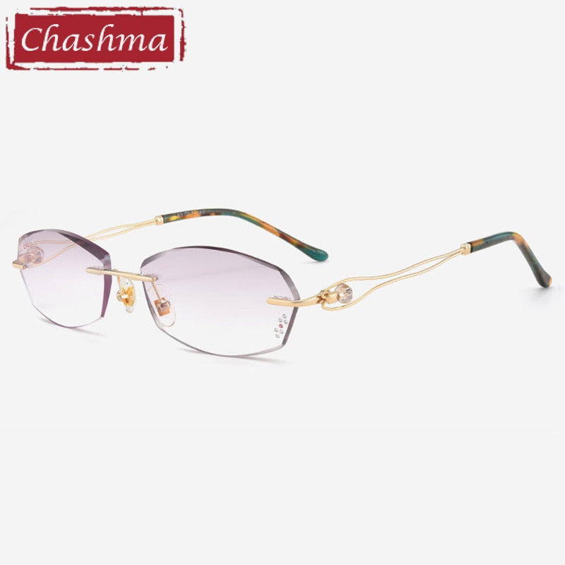 Chashma Women's Rimless Oval Titanium Eyeglasses 2267 Rimless Chashma Gold Purple  