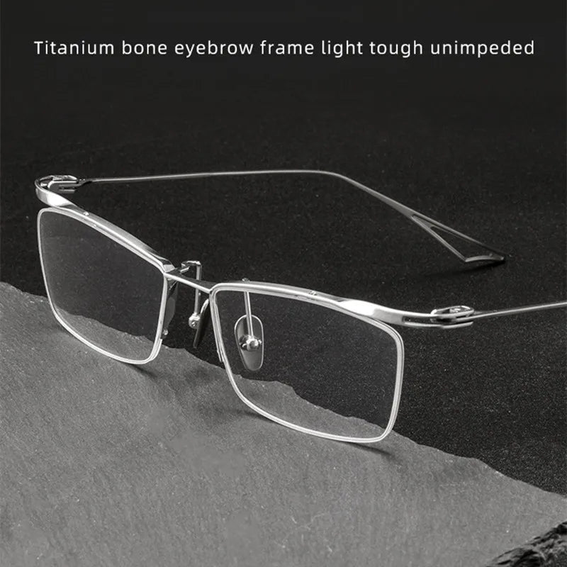 Kocolior Unisex Semi Rim Brow Line Square Titanium Eyeglasses 2266 Semi Rim Kocolior   