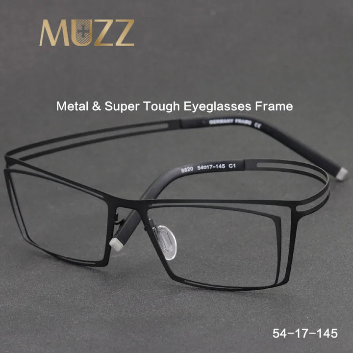 Muzz Unisex Full Rim Square Screwless Stainless Steel Eyeglasses 48820