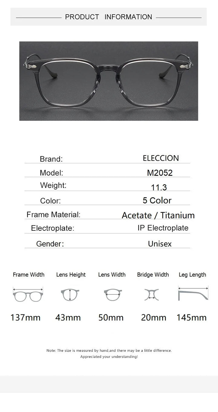 Eleccion Women's Full Rim Square Titanium Acetate Eyeglasses 92052 Full Rim Eleccion