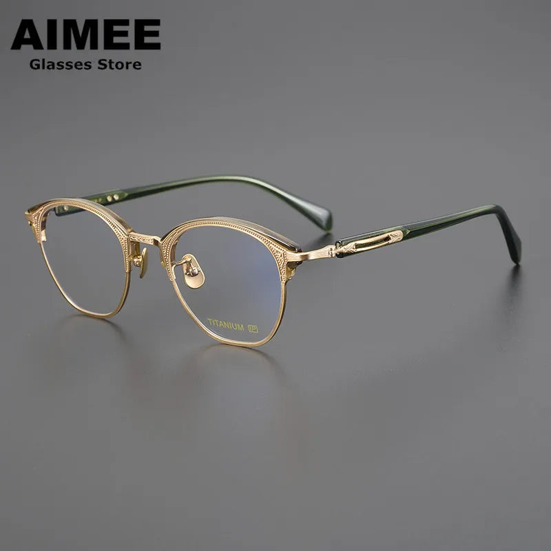 Aimee Unisex Full Rim Square Titanium Acetate Eyeglasses 5051 Full Rim Aimee   