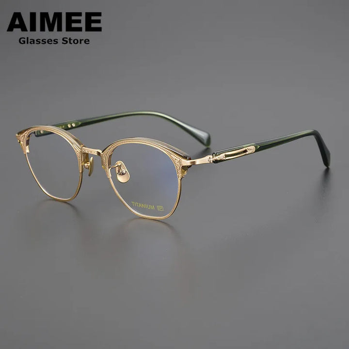 Aimee Unisex Full Rim Square Titanium Acetate Eyeglasses 5051 Full Rim Aimee   