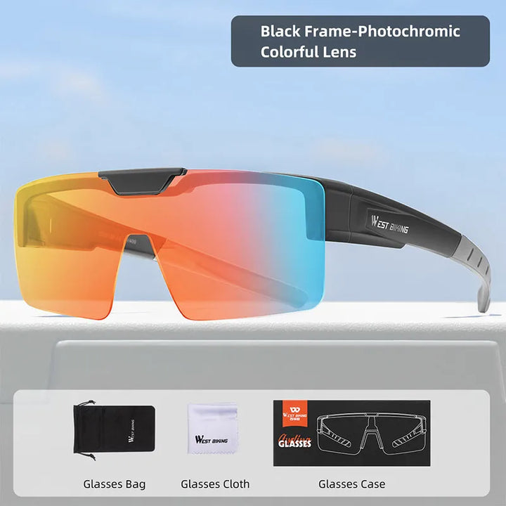 West Biking Unisex Semi Rim Square Flip Up Over Frame Polycarbonate Sunglasses 950703