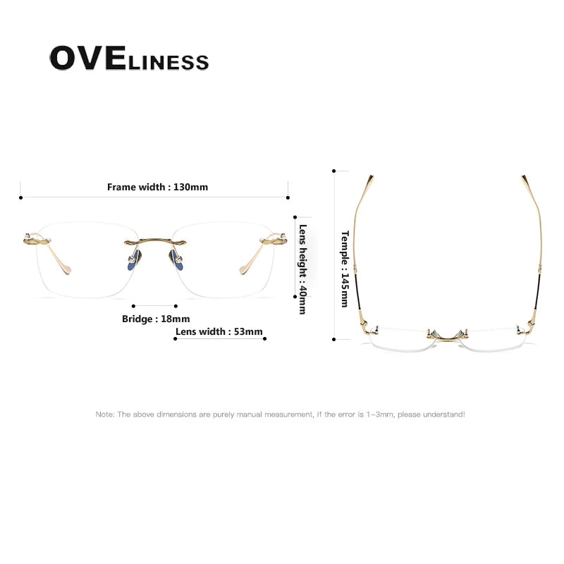 Oveliness Women's Rimless Square Titanium Eyeglasses 380956