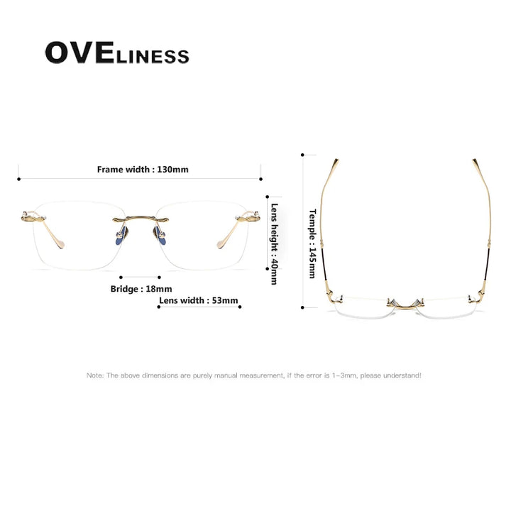 Oveliness Women's Rimless Square Titanium Eyeglasses 380956