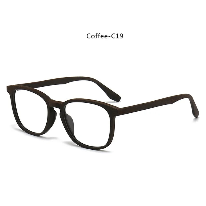 Hdcrafter Unisex Full Rim Square Oval Bamboo Wood Eyeglasses 48083 Full Rim Hdcrafter Eyeglasses Coffee-C19