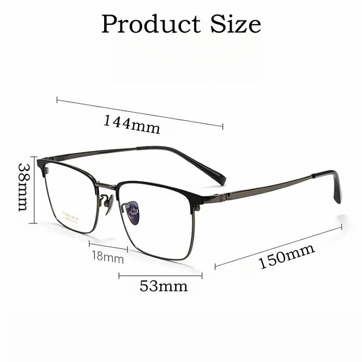 Yimaruili Men's Full Rim Square Titanium Eyeglasses Y26003 Full Rim Yimaruili Eyeglasses   