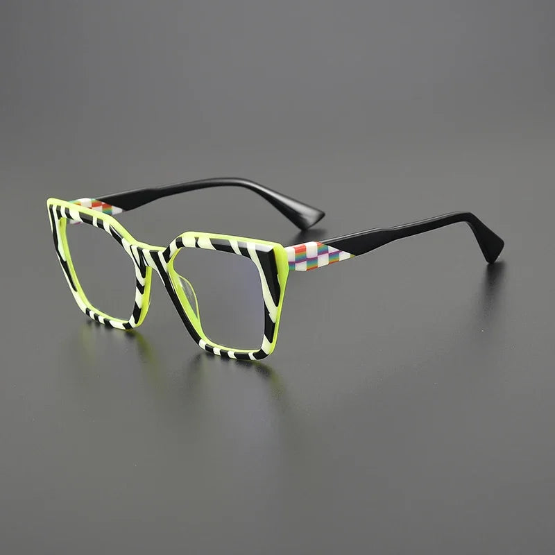 Hewei Unisex Full Rim Flat Top Square Thick Acetate Eyeglasses 98268 Full Rim Hewei C3 CHINA