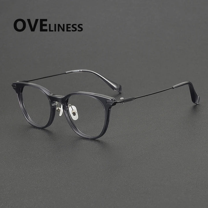 Oveliness Unisex Full Rim Oval Square Acetate Titanium Eyeglasses 90002