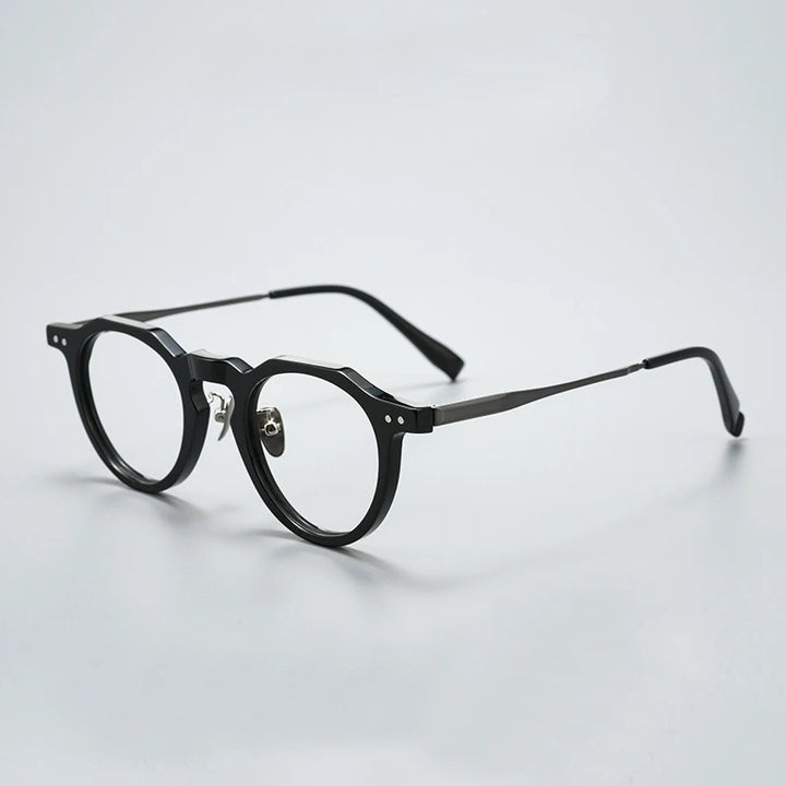 Black Mask Women's Full Rim Flat Top Oval Titanium Acetate Eyeglasses 396573