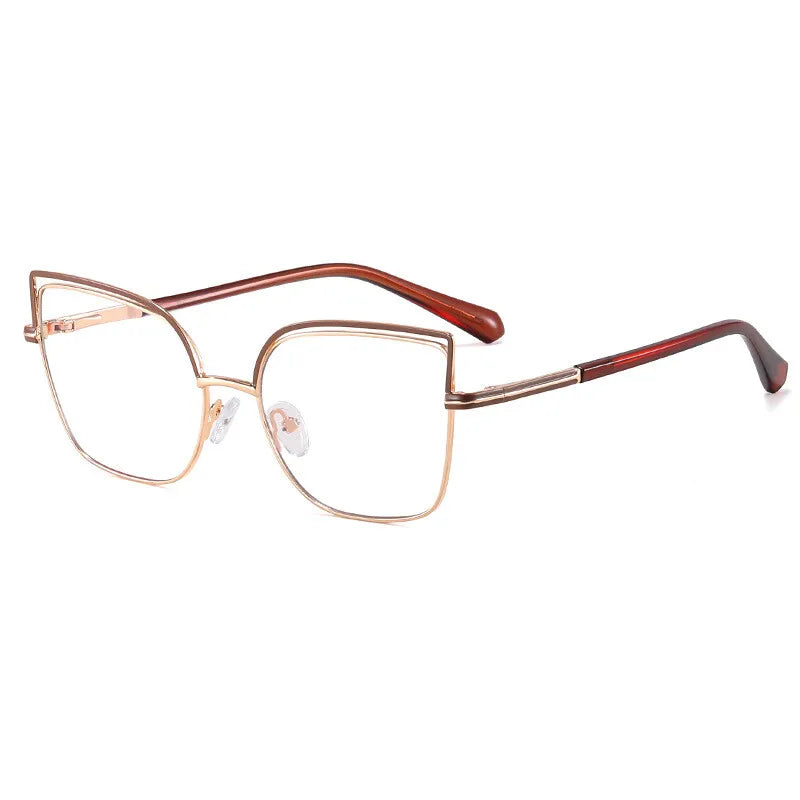 CCspace Women's Full Rim Square Cat Eye Alloy Eyeglasses 301091 Full Rim CCspace Coffee  