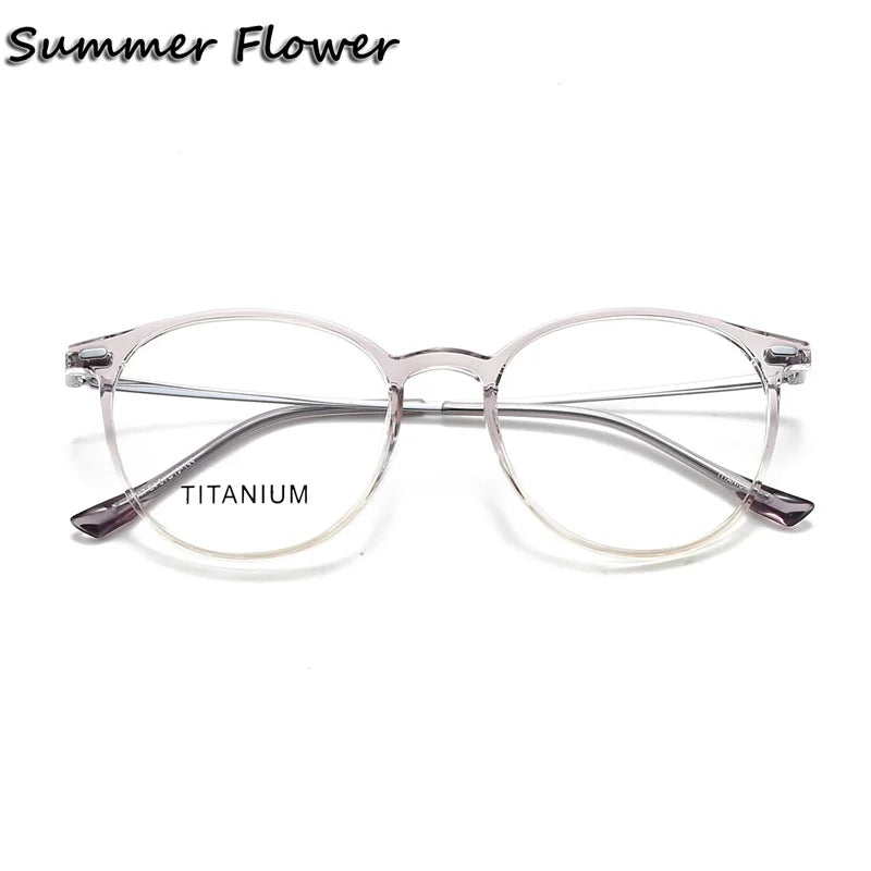 Summer Flower Women's Full Rim Square Tr 90 Titanium Eyeglasses 657017